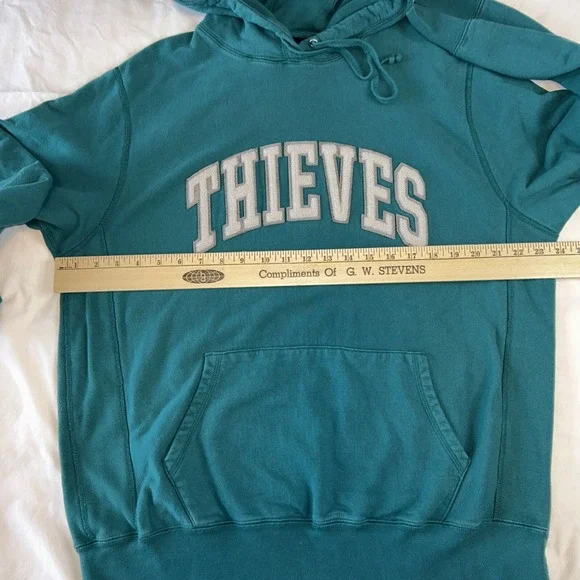 100 Thieves Hoodie Mens XL Green Raised Letter Spellout Pullover Sweatshirt - Picture 9 of 16